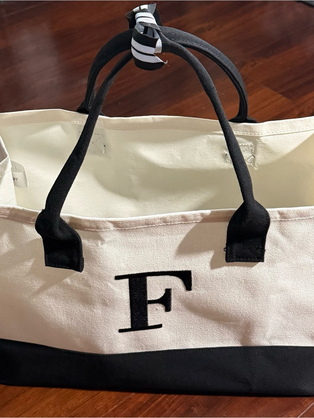 TopDesign Canvas Tote Bag with Letter F